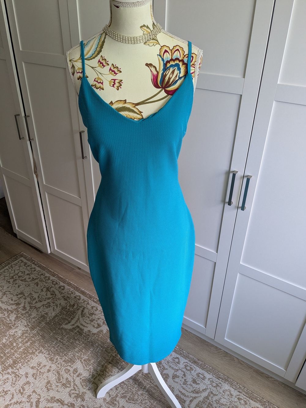 Revamped Teal Spaghetti-Strap Midi Dress